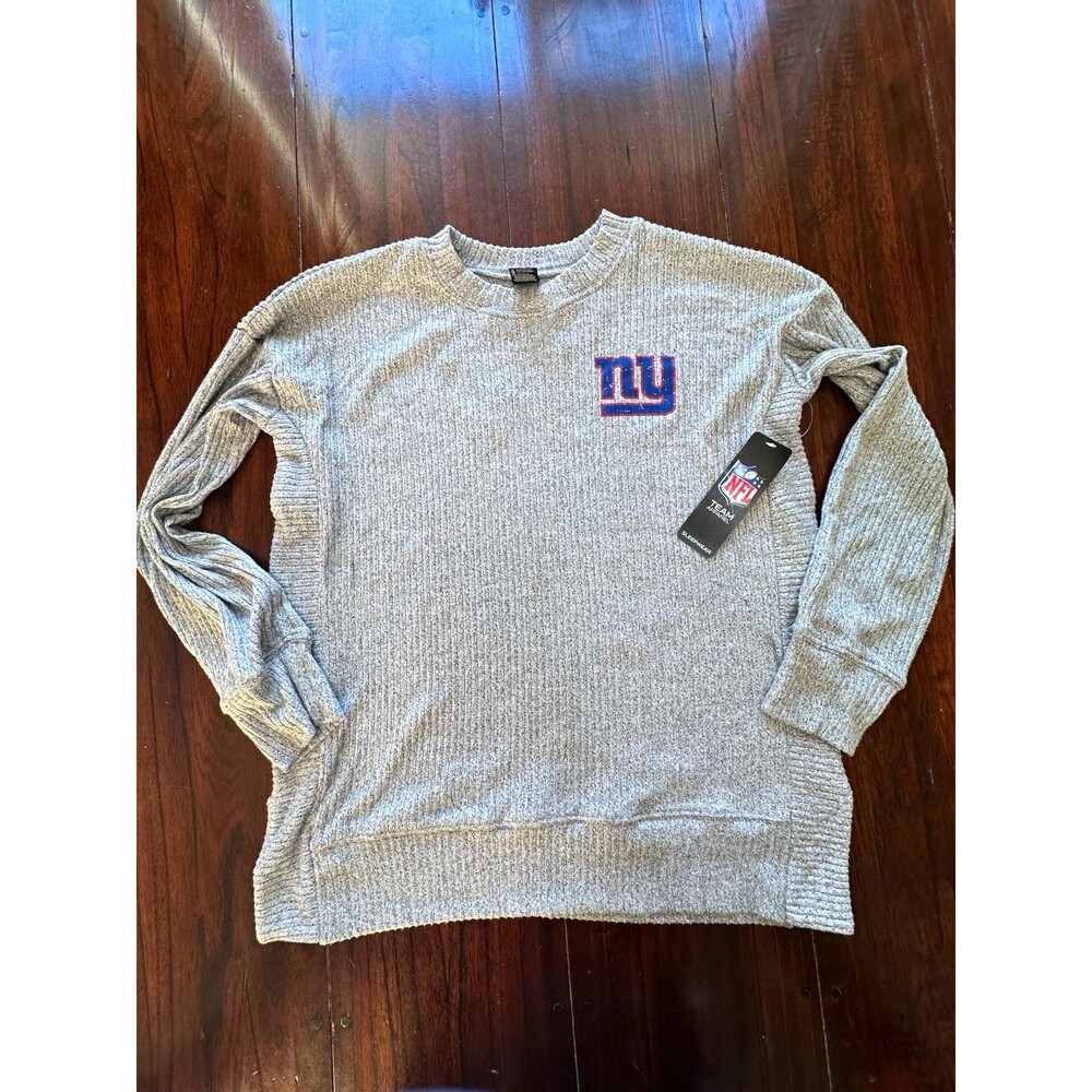 NFL Team Apparel New York Giants NFL Gray Ribbed Knit Sweater Women's S